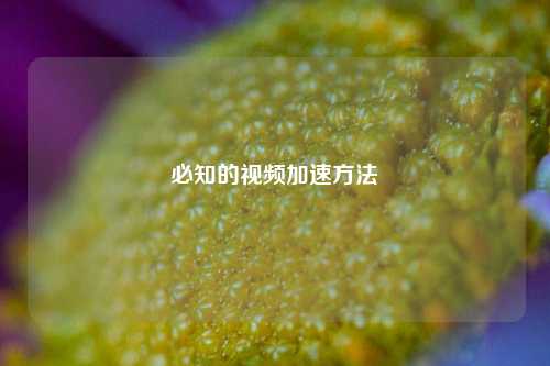 必知的视频加速方法
