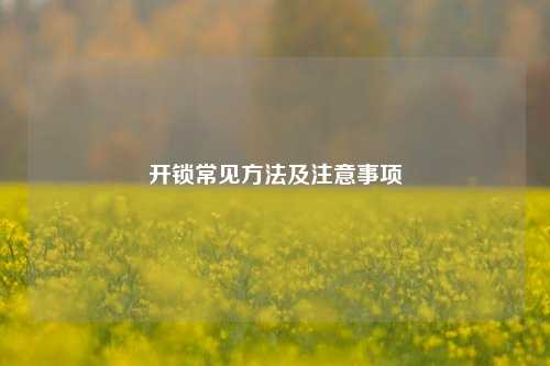开锁常见方法及注意事项