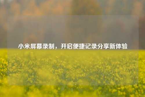 小米屏幕录制,开启便捷记录分享新体验