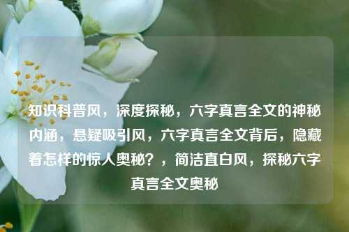 知识科普风,深度探秘,六字真言全文的神秘内涵,悬疑吸引风,六字真言全文背后,隐藏着怎样的惊人奥秘?,简洁直白风,探秘六字真言全文奥秘