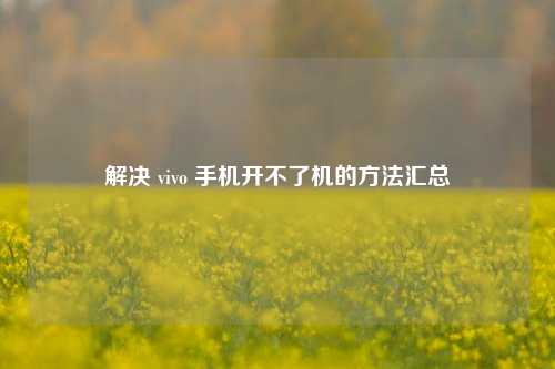 解决 vivo 手机开不了机的方法汇总
