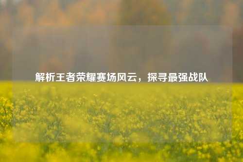 解析王者荣耀赛场风云,探寻最强战队