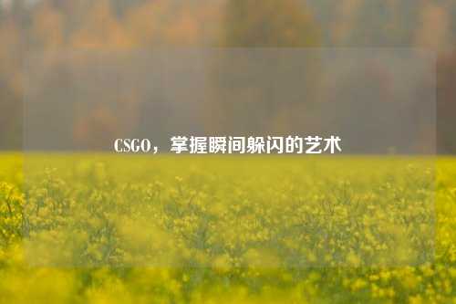 CSGO,掌握瞬间躲闪的艺术
