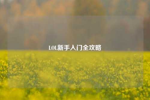 LOL新手入门全攻略