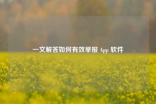 一文解答如何有效举报 App 软件