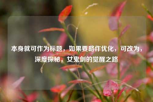 本身就可作为标题,如果要略作优化,可改为,深度探秘,女鬼剑的觉醒之路