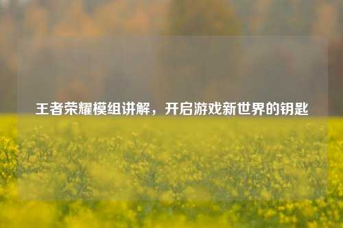 王者荣耀模组讲解,开启游戏新世界的钥匙
