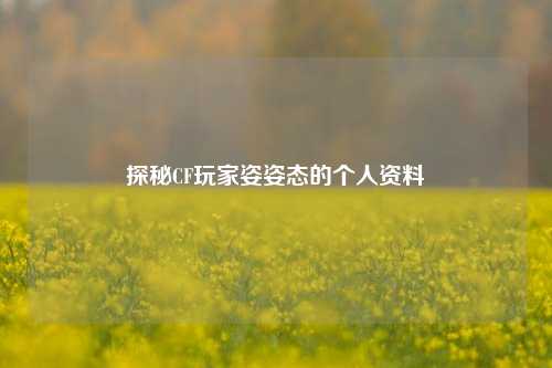 探秘CF玩家姿姿态的个人资料