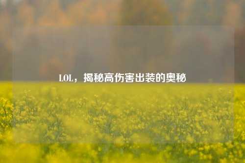 LOL,揭秘高伤害出装的奥秘