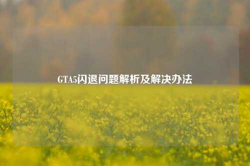 GTA5闪退问题解析及解决办法