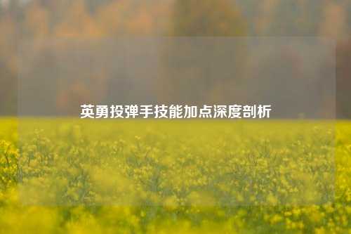 英勇投弹手技能加点深度剖析