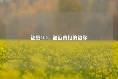 迷雾24 2,逼近真相的边缘
