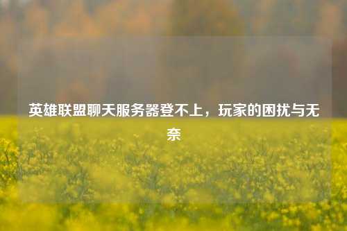 英雄联盟聊天服务器登不上,玩家的困扰与无奈