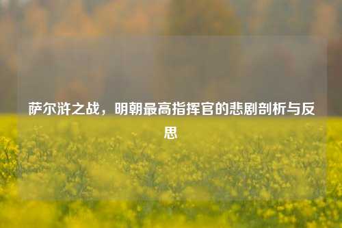 萨尔浒之战,明朝最高指挥官的悲剧剖析与反思