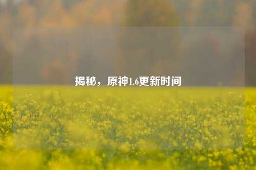 揭秘,原神1.6更新时间