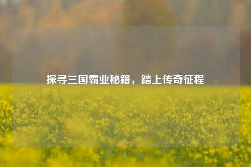 探寻三国霸业秘籍,踏上传奇征程