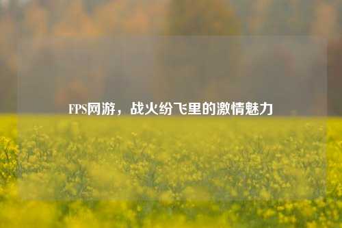 FPS网游,战火纷飞里的激情魅力