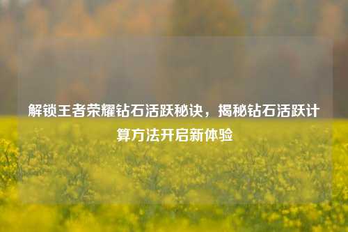解锁王者荣耀钻石活跃秘诀,揭秘钻石活跃计算方法开启新体验