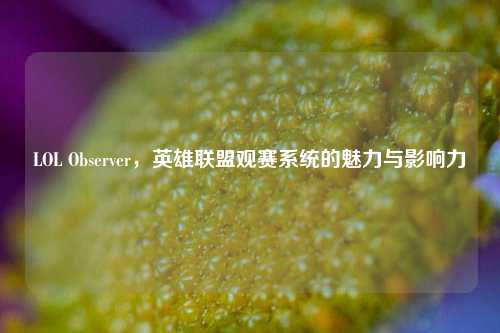 LOL Observer,英雄联盟观赛系统的魅力与影响力