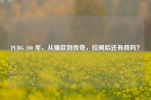PUBG 100 年,从爆款到传奇,拉闸后还有救吗?