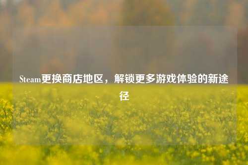 Steam更换商店地区,解锁更多游戏体验的新途径
