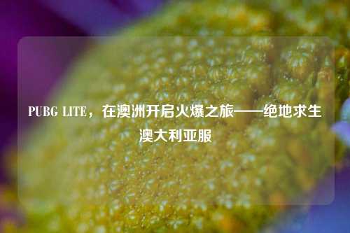 PUBG LITE,在澳洲开启火爆之旅——绝地求生澳大利亚服
