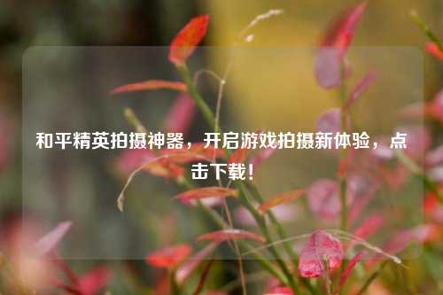 和平精英拍摄神器,开启游戏拍摄新体验,点击下载!