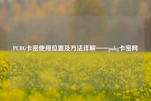 PUBG卡密使用位置及方法详解——pubg卡密网