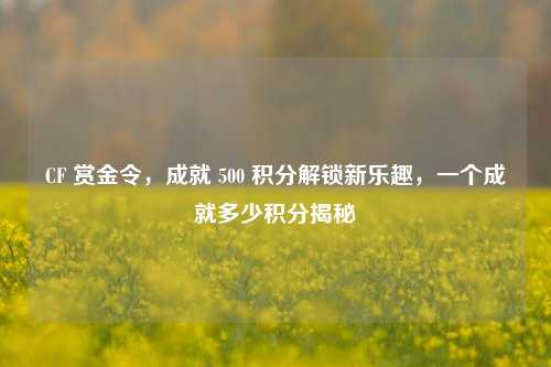 CF 赏金令,成就 500 积分解锁新乐趣,一个成就多少积分揭秘