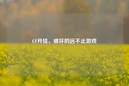 CF开挂,破坏的远不止游戏