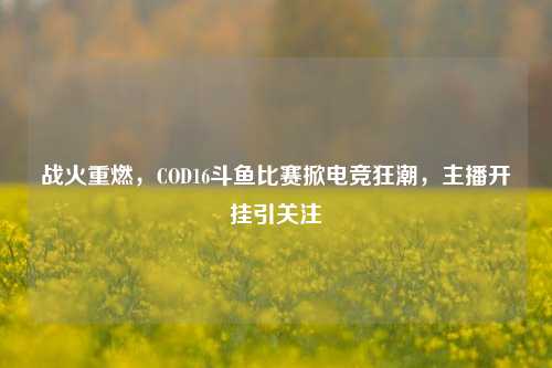 战火重燃,COD16斗鱼比赛掀电竞狂潮,主播开挂引关注
