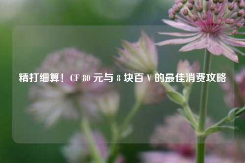 精打细算!CF 80 元与 8 块百 V 的最佳消费攻略