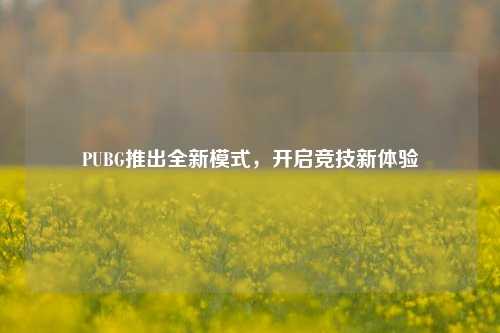 PUBG推出全新模式,开启竞技新体验
