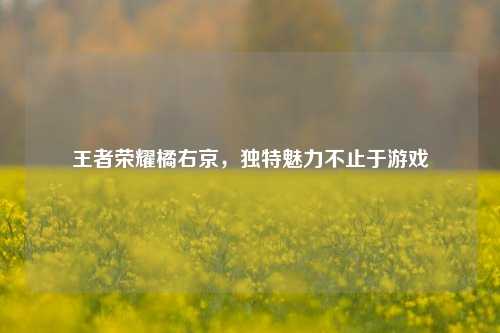 王者荣耀橘右京,独特魅力不止于游戏