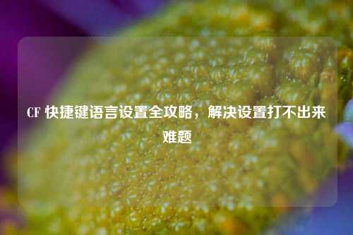 CF 快捷键语言设置全攻略,解决设置打不出来难题