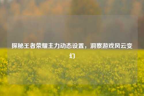 探秘王者荣耀主力动态设置,洞察游戏风云变幻