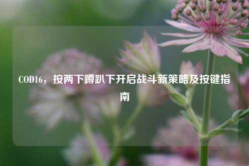 COD16,按两下蹲趴下开启战斗新策略及按键指南
