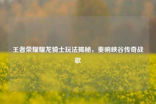 王者荣耀耀龙骑士玩法揭秘,奏响峡谷传奇战歌