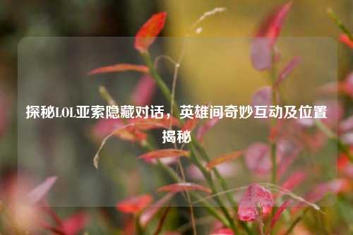 探秘LOL亚索隐藏对话,英雄间奇妙互动及位置揭秘