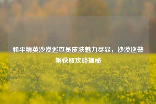 和平精英沙漠巡查员皮肤魅力尽显,沙漠巡警帽获取攻略揭秘