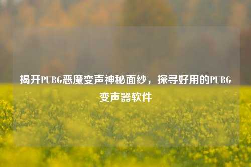 揭开PUBG恶魔变声神秘面纱,探寻好用的PUBG变声器软件