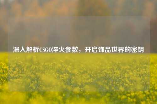深入解析CSGO淬火参数,开启饰品世界的密钥