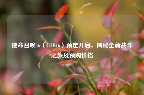 使命召唤16(COD16)预定开启,揭秘全新战斗之旅及预购价格