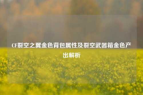 CF裂空之翼金色背包属性及裂空武器箱金色产出解析