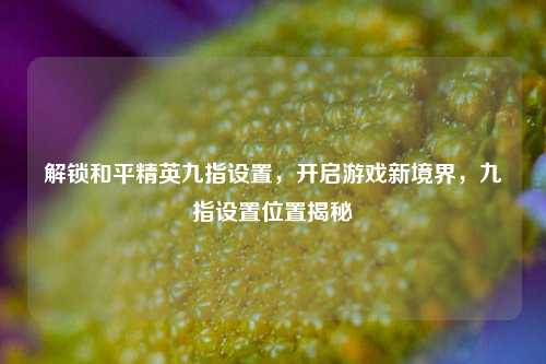 解锁和平精英九指设置,开启游戏新境界,九指设置位置揭秘