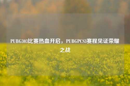 PUBG303比赛热血开启,PUBGPCS3赛程见证荣耀之战