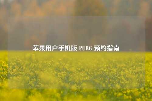 苹果用户手机版 PUBG 预约指南
