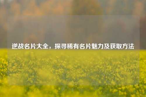 逆战名片大全,探寻稀有名片魅力及获取方法