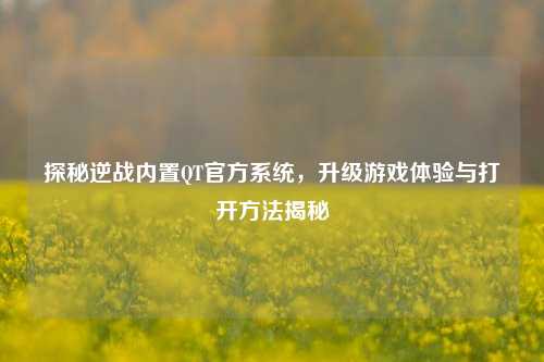 探秘逆战内置QT官方系统,升级游戏体验与打开方法揭秘